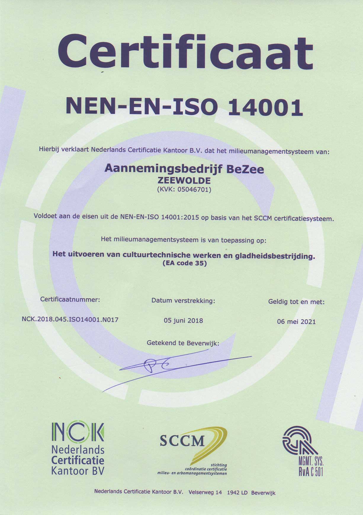 ISO14001 2015 Cultuur technisch werken en gladheidsbestrijding