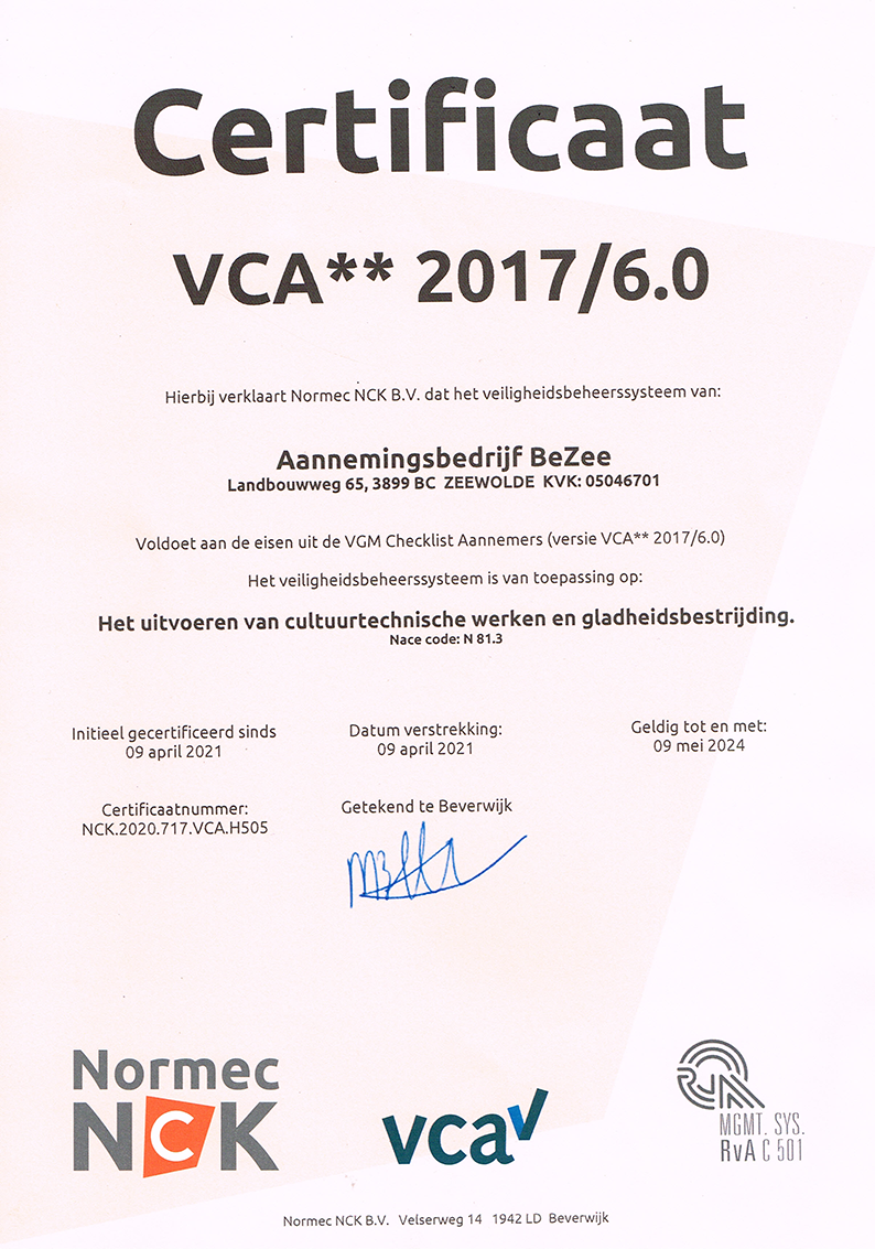 2021 2024 VCA Certificaat